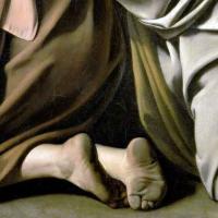 Caravaggio, schmutzige Füsse, Detail Pilgermadonna, Sant'Agostino, Rom